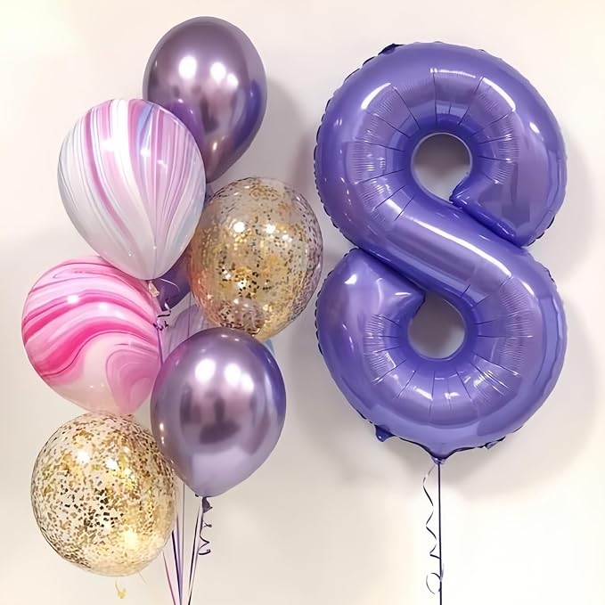 3rd Birthday Number Balloons for Kids, Self Inflating 40 Inch Purple Foil - Image 8