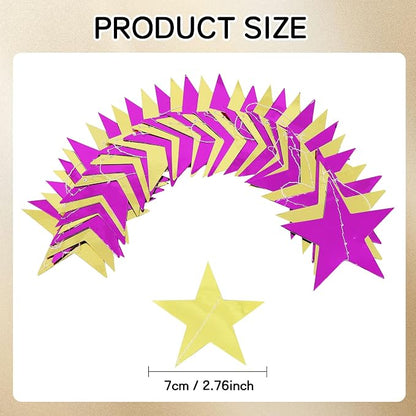 BEISHIDA Purple Gold Glitter Star Garland Decor Twinkle Star Banner Backdrop - Image 2