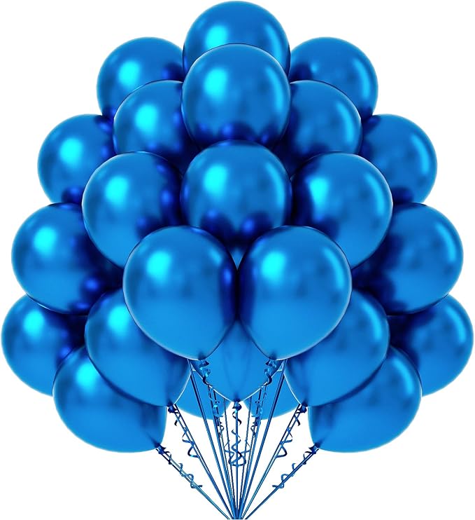 FOTIOMRG 50pcs Metallic Blue Balloons, 12 inch, Latex Party Decorations by FOTIOMRG