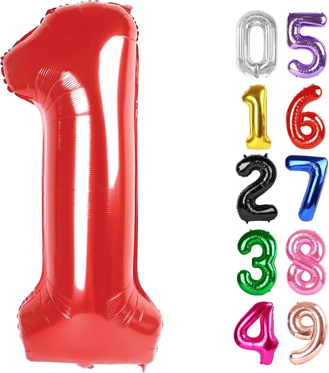 Red Number 1 Balloon 40 Inch, 1st Birthday Party Decorations Men Women | Foil by IWERP
