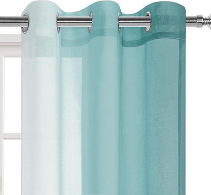 DWCN Faux Linen Ombre Sheer Curtains - Image 3