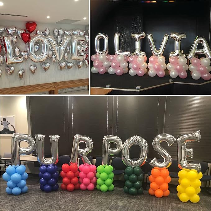 TONIFUL 40 Inch Large Silver Letter V Foil Balloons Alphabet Balloons | Giant - Image 6
