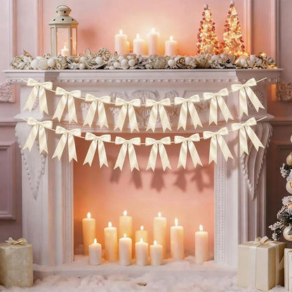 2 Strings Cream Bow Garland Banner Decorations - Image 8
