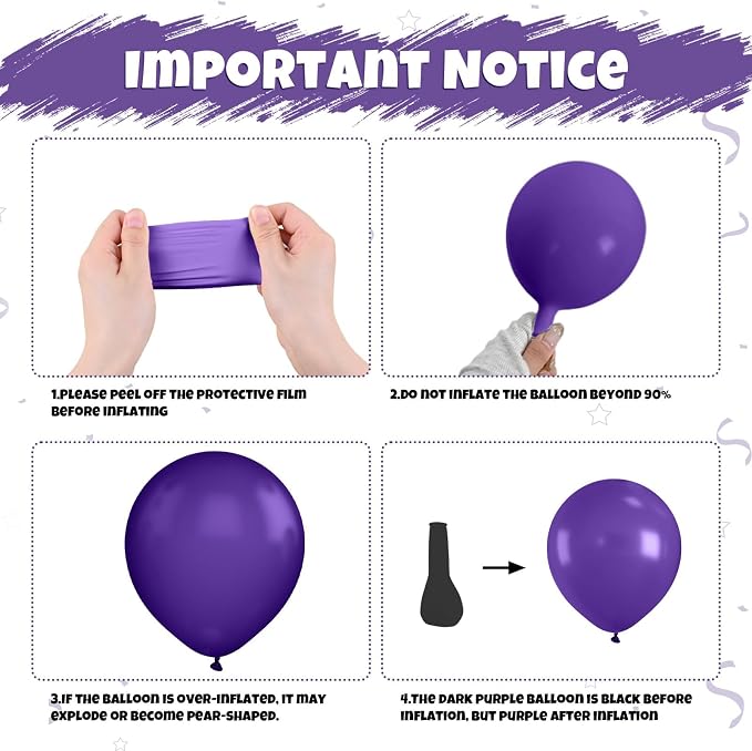 Purple Green Black Balloons, 12 Inch Fruit Green Dark Purple Black Balloons - Image 3