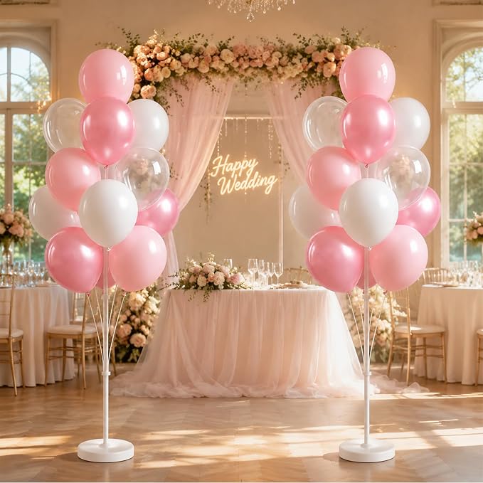 Clear Pastel Pearl Pink Balloon Column Kit - Image 8