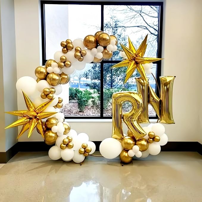 40 Inch Foil Letter Balloon, Big Alphabet R Word, Large Self Inflating Gold - Image 6