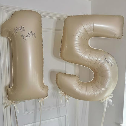 Cream Number 5 Balloons, 40 Inch 5 Balloons Giant Helium Foil Mylar Beige 5 - Image 3