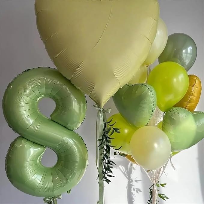 80th Birthday Balloons Sage Green - Image 6