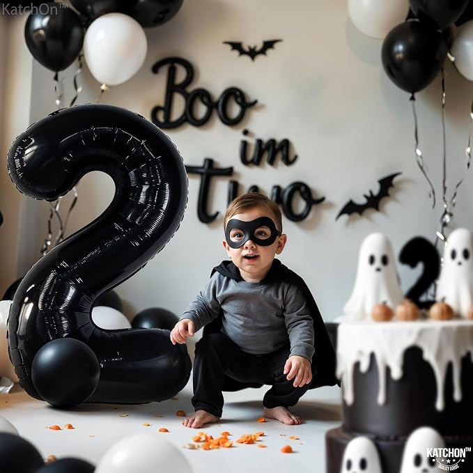 KatchOn Black Number 2 Balloon 40 Inch 2nd Birthday Decorations - Image 2