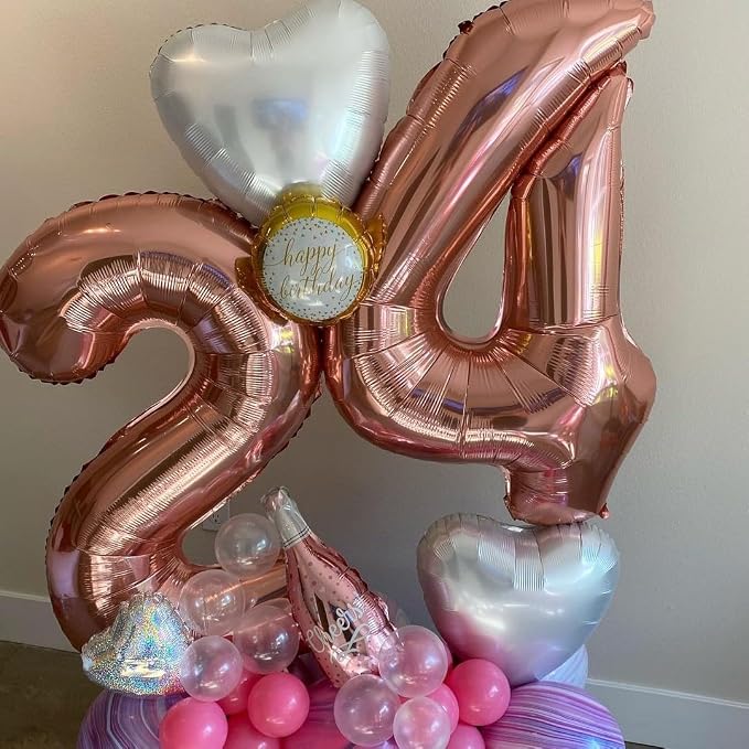 Rose Gold 3 Number Balloons, 40 Inch Big 3 Balloon Numbers Rose Gold 3 Foil - Image 7