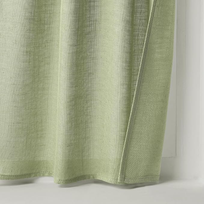 MIULEE Sage Green Kitchen Curtains 36 Inch Length 2 Panels Farmhouse | Textured - Image 7