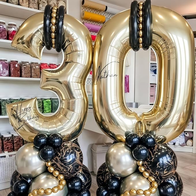 Champagne Gold 1 Balloon Number, 40 Inch Light Gold 1 Balloons Big Foil Mylar - Image 5