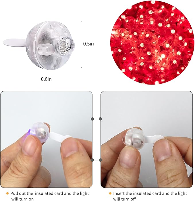 Aogist 100pcs Red Balloon Lights, Long Standby Time Waterproof Mini Light - Image 3
