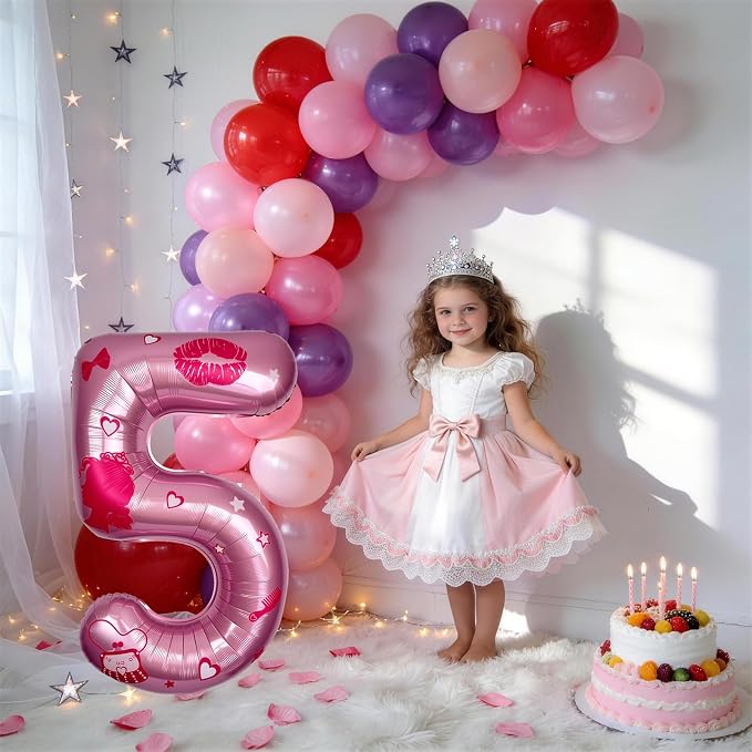 Pink Number 4 Balloon 40 Inch, DIY Fashion Girl Stickers Custom Balloon | Hot - Image 5