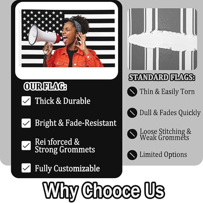 Nxwdwqa Custom Black and White America Flag 3X5 Ft Personalized Flags Design - Image 4