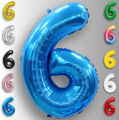 Blue Number Balloon 6 Mylar Foil Balloons 40 inch - Image 2