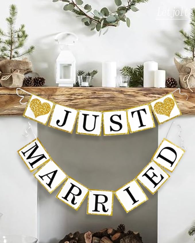 Wedding Banner Decorations Just Married Paper Garland Supplies | Proposal - Image 4