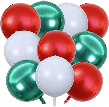 22 Inch Red Green and White Foil Balloons by KALOR