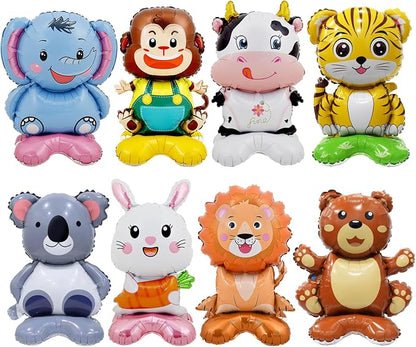 8 Pc Standing Cute Animal Foil Balloons by YiYou