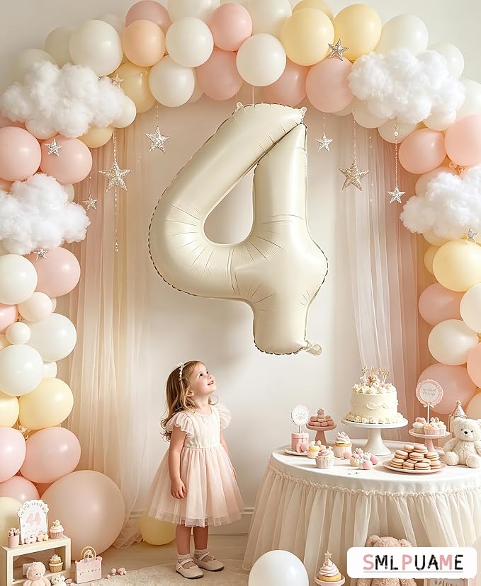 40 Inch Beige Number 4 Balloons - Image 3