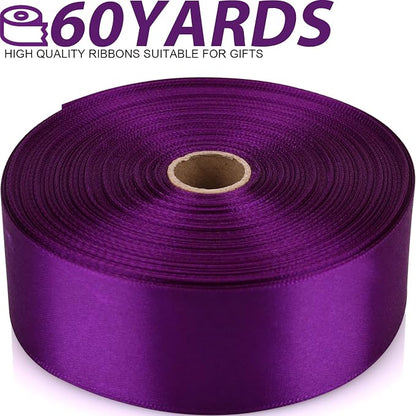 1-1/2 Inch 60 Yards Purple Solid Satin Ribbon - Image 2