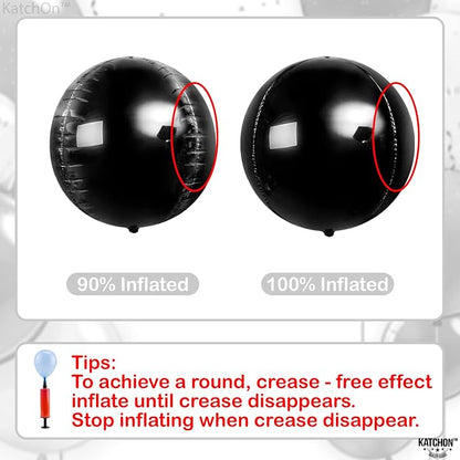 KatchOn, Huge Black Mylar Round Foil Balloons, 22 Inch - Image 4