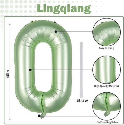50th Birthday Balloons Sage Green - Image 2