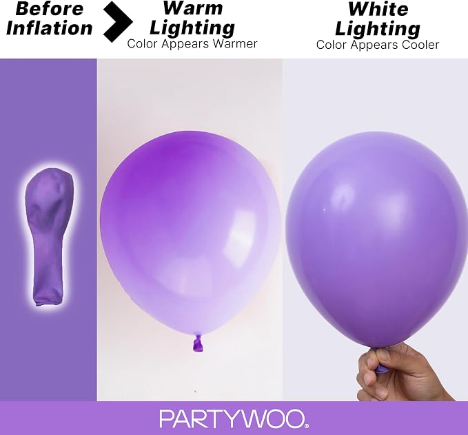 PartyWoo Purple Balloons 100pcs Different Sizes of 36 18 12 10 5 Inch | Balloons - Image 3