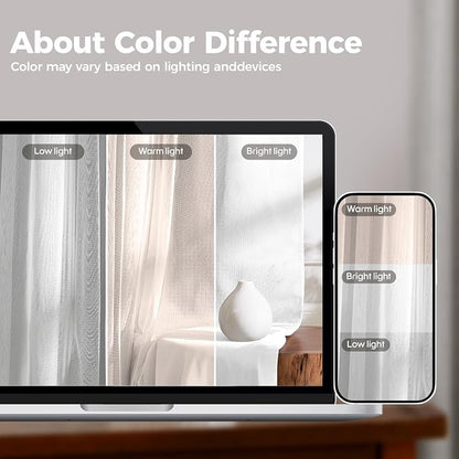 100% Blackout Curtains for Bedroom, Double Layer White Curtains, Room Darkening - Image 5