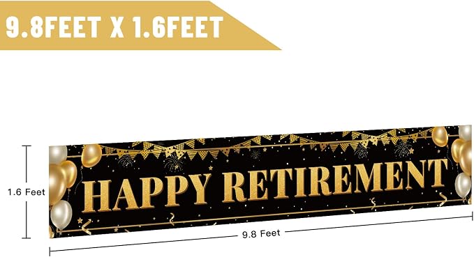 Large Happy Retirement Banner, Party Decorations Supplies - Image 2