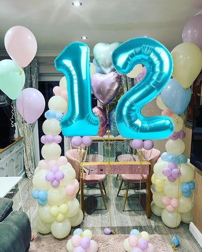 Number Balloons 12 Balloon 40 inch Light Blue - Image 2