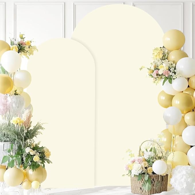 FANPROMS Ivory Arch Cover 2 Set 6FT 7.2FT Wedding Arch Backdrop Cover Spandex - Image 6