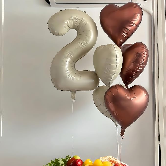 40 Inch Beige Large Numbers Balloons 3, Self Inflating Ivory White Digit 3 - Image 6