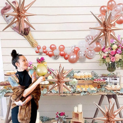 TONIFUL 4 Pcs Explosion Star Balloons Rose Gold Foil Balloon Party Decor | 22 - Image 5