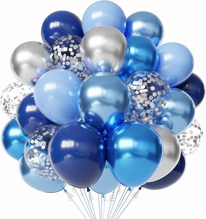 Blue and Silver Balloons, Baby Shower Party Decorations by PATYDECRO