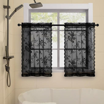 Black Lace Cafe Curtains - Image 3