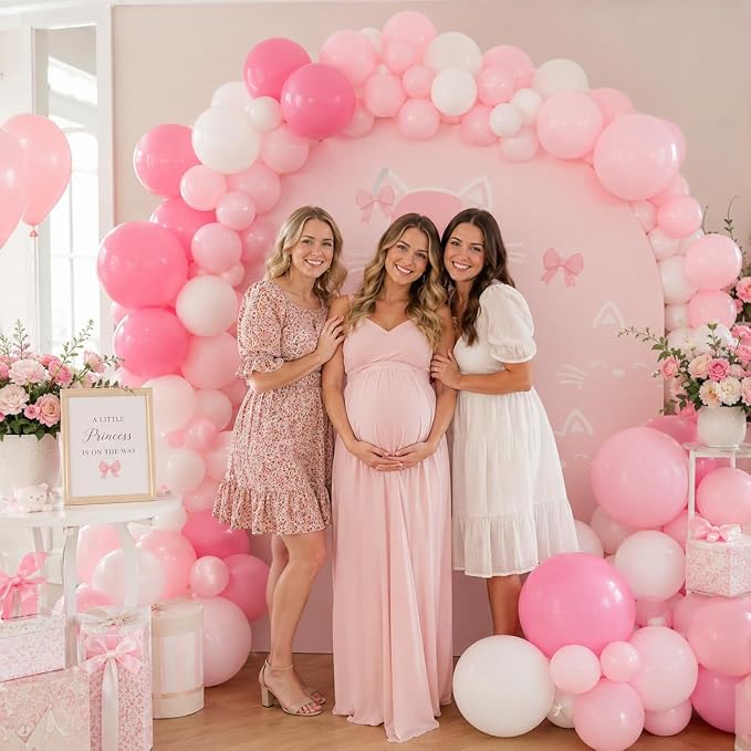 Pink and White Balloons, Baby Pink Latex Balloon - Image 3