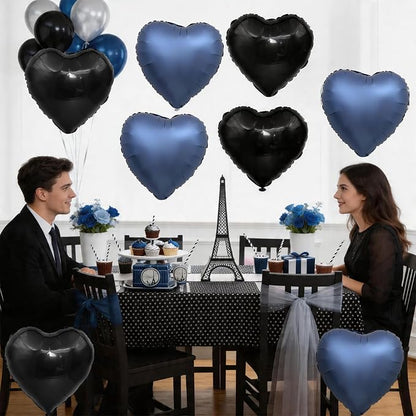 Black Blue Heart Balloons, 18Inch Black Helium Balloon - Image 5