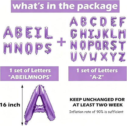 36 Pcs Purple Letter Balloons, Custom A-Z Set - Image 3