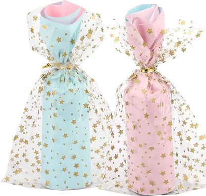 COQOFA 200 Pcs Star Printed 5"X7" Gift Wrap Cello Cellophane Clear Candy Cookie - Image 6