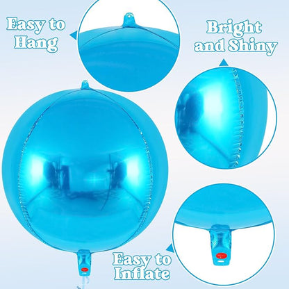 Metallic Blue Balloons, 22 Inch Large Sphere Round Balloons - Image 5