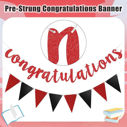 Boao Pre-Strung Congratulations Banner Sign Glitter Congratulation Banner 10 ft - Image 2
