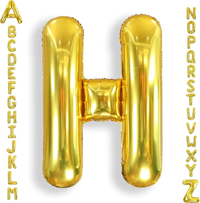 AULE 40 Inch Gold H Balloon Letter Foil A-Z Birthday Big Alphabet | Birthday by AULE