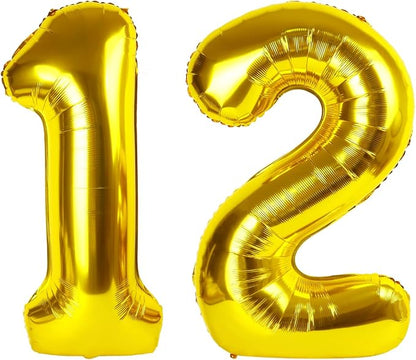 Number Balloons 40 Inch Gold 12 Balloon by Mluchee