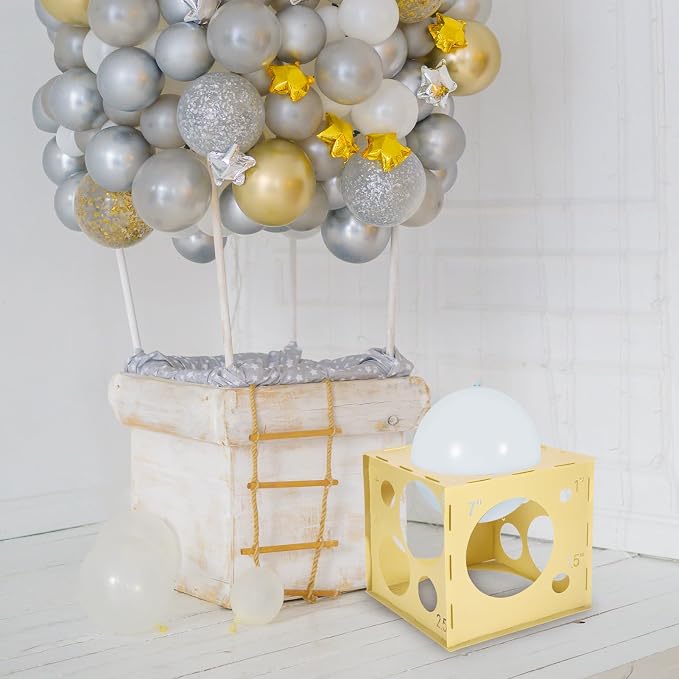 Auihiay 14 Holes Plastic Balloon Sizer Box Cube, Balloon Sizer | Yellow - Image 6
