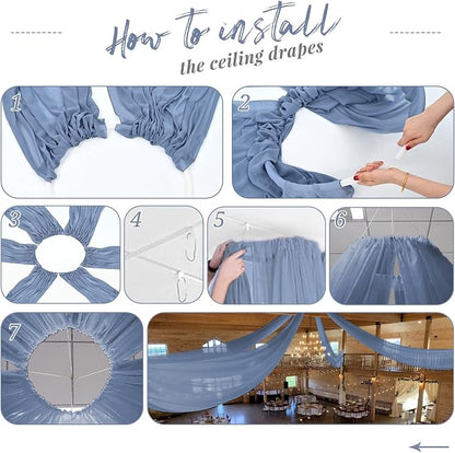 6 Panel Dusty Blue Wedding Drapes - Image 7