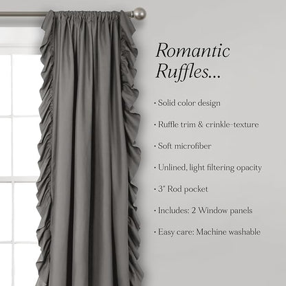 Lush Decor Reyna Ruffle Window Curtain Panel Set, Living room, or Dining Room - Image 5