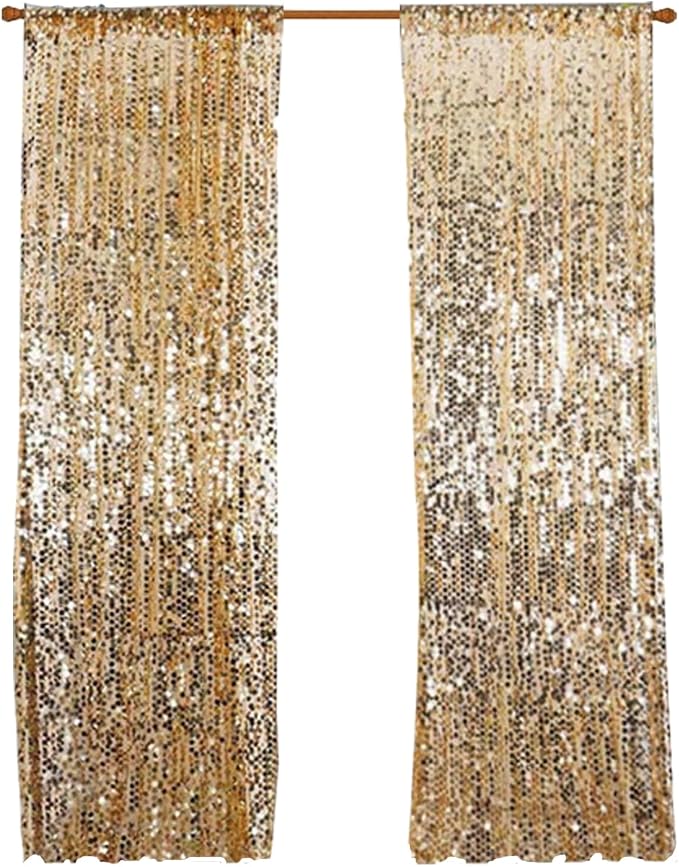 Gold Big Payatte Sequin 18MM Sequin Backdrop Drapes Curtains Panels, Fashion - Image 5