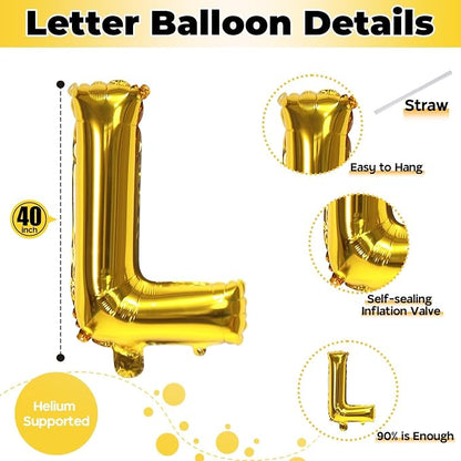 Custom Letters Balloon Gold, Large Helium Alphabet Name Balloon L Decor - Image 2