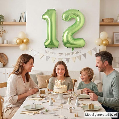 Light Green Number 12 Balloon 40 Inch, Glossy Double Digit Decoration | - Image 3